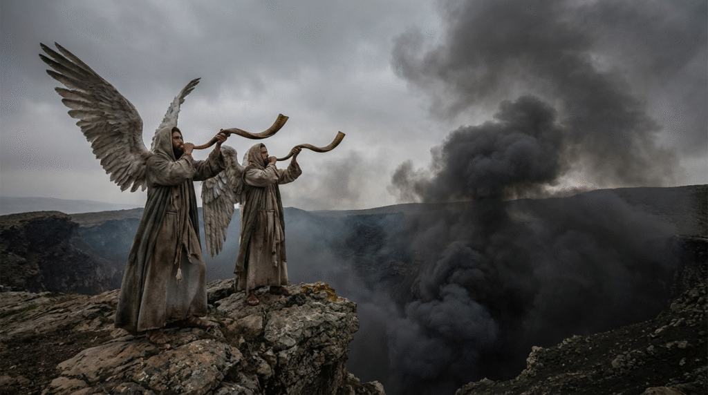 angels, trumpets, abyss